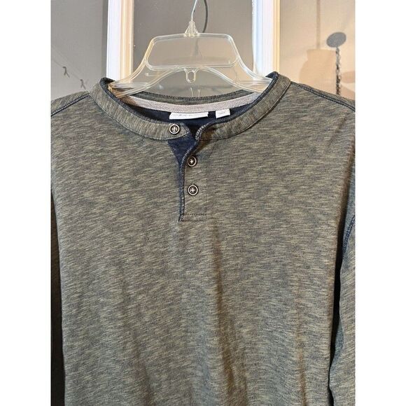 Rowm Henley Shirt Mens Large Blue Cotton Fitted Long Sleeve Pullover. X - Picture 3 of 8